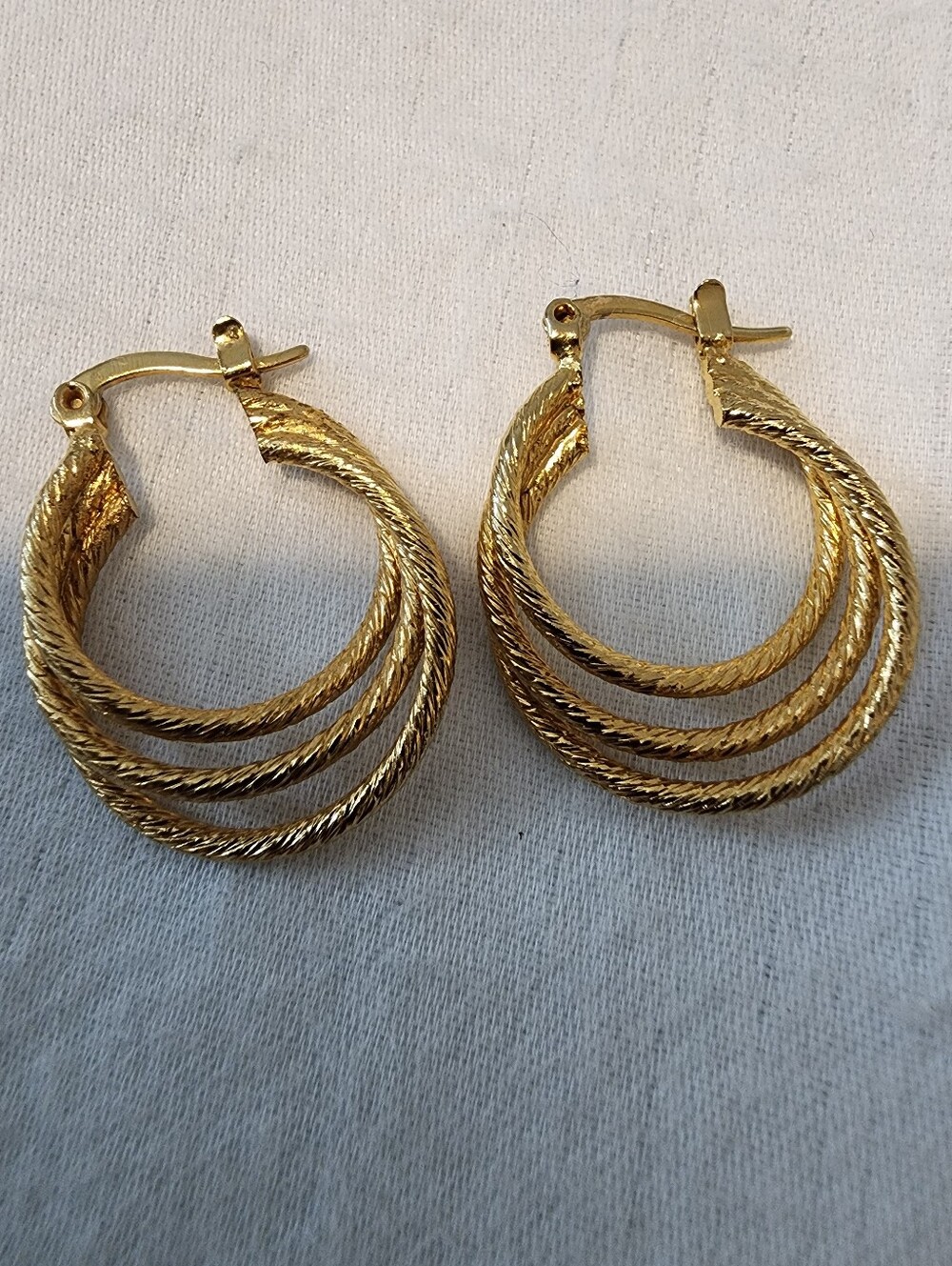 Gold-Tone Twisted Triple Hoop Earrings - Women's Jewelry